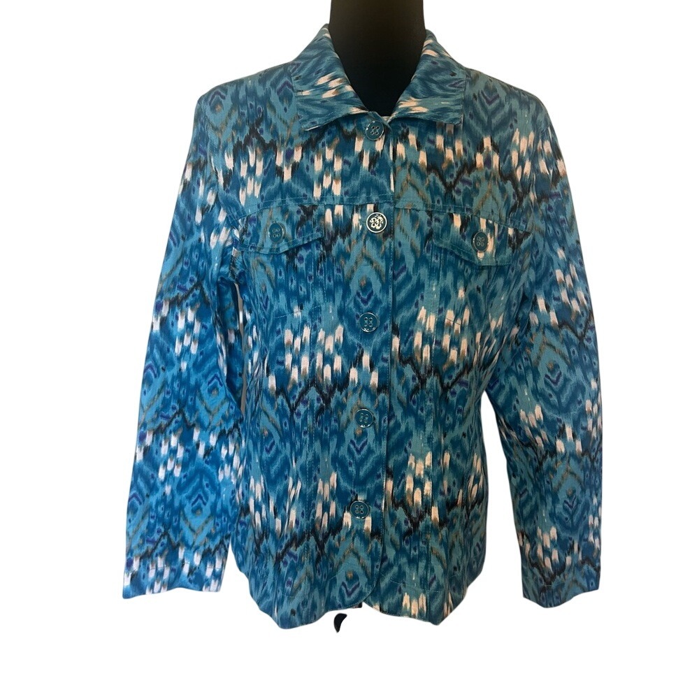 Analog Vibrant Blue and White Shirt‎ Jacket Size Large